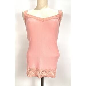 Maurices Y2K Lace Detail Babydoll Pink Ribbed Womens Tank Top MED Fairy Grunge